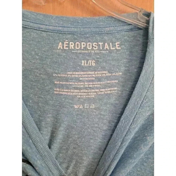 Aeropostale Mens XL Tee Shirt Top Powder Light Blue Graphic Print - Picture 5 of 6